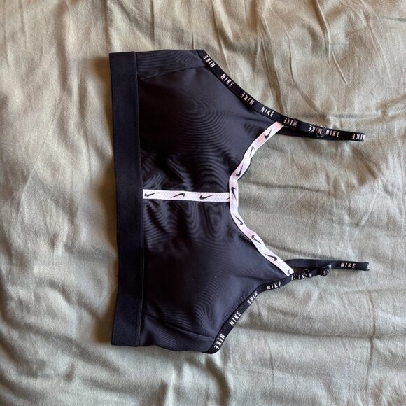 NWOT Hard-to-find Nike Dri-FIT Indy Logo Tape Light Sports Bra - Medium - Picture 1 of 4